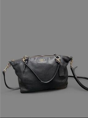 Coach Small Kelsey Satchel Black Pebble Leather Crossbody Bag F36675
